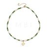 201 Stainless Steel Sun Pendant Dyed Faceted Rondelle Natural Malaysia Jade & Natural Pearl Beaded Necklaces NJEW-JN05814-4