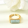 Brass with Natural Amazonite Cuff Open Rings for Women GG-CBA0B5A-04G-05-2