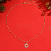 Cute Cartoon Brass Red White Green Emamel Christmas Wreath Pendant Necklaces for Holiday Festive Wear GL3657-5