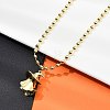 Brass Black Enamel Halloween Ghost Pendant Necklaces LS-NJEW-B135-01A-G-3