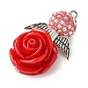 5Pcs 5 Styles Red Rose Flower Resin & Glass Seed Pendants PALLOY-MZ00287-4