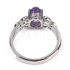 Oval Natural Amethyst Adjustable Rings RJEW-Q819-01P-10-4