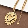 304 Stainless Steel Crystal Rhinestone Heart Pendant Wheat Chain Necklaces NJEW-P344-01G-2