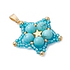 Synthetic Turquoise Star Pendants PALLOY-JF03116-02-3