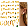 25Pcs Stainless Steel Pave Green and Clear Cubic Zirconia Cartilage Earring Sets EJEW-PH0001-53-1