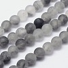 Frosted Natural Cloudy Quartz Round Beads Strands G-F255-02-10mm-1