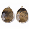Natural Tiger Eye Pendants G-T131-08E-2