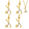 4Pcs Sports 304 Stainless Steel Rhinestone Pendants STAS-PH0007-49-1