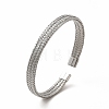 304 Stainless Steel Mesh Chains Shape Open Cuff Bangle for Women BJEW-C033-01P-1