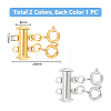 2Pcs 2 Colors 304 Stainless Steel Slide Lock Clasps FIND-AB00060-3