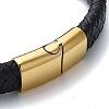 Men's Braided Black PU Leather Cord Bracelets BJEW-K243-42G-3