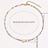 Bohemian 304 Stainless Steel Heart Faceted Colorful Glass Beaded Necklaces for Women JD8300-7