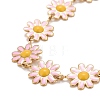 Enamel Daisy Link Chains Bracelet BJEW-P271-01G-05-2