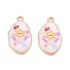 Printed Rack Plating Alloy Enamel Pendants ENAM-T020-04B-1