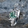 Oval & Leaf 925 Sterling Silver with Moss Agate Finger Rings FS-WGF1EFD-02-1