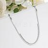 304 Stainless Steel Pave Square Clear Cubic Zirconia Flat Snake Chain Necklaces for Women WG60D5C-02-1
