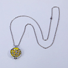 Alloy Heart Flower Hollow Diffuser Locket Pendant Necklaces with Yellow Plush Aromatherapy Pad Inside KF6005-3