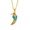 Brass Micro Pave Clear Cubic Zirconia Bird Pendant Necklaces with Enamel WGCF18B-01-2