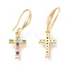 Brass Micro Pave Cubic Zirconia Dangle Earrings EJEW-F233-02G-2