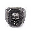 Skull 304 Stainless Steel Finger Ring RJEW-F137-02AS-2
