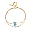 Brass Cable Chains & Natural Gemstone Chip Beads Double Layers Bracelets for Women BJEW-JB14134-5