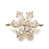 Brass Clear Cubic Zirconia Snowflake Connector Charms KK-Q048-19G-1