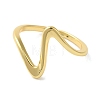 Rack Plating Wave Brass Open Cuff Ring for Women RJEW-S413-04G-2