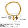 304 Stainless Steel Enamel Charm Round Beaded Stretch Bracelets for Women WGF740E-02-1