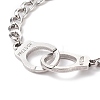 201 Stainless Steel Handcuff Link Bracelet with Curb Chains for Men Women BJEW-TA00172-4