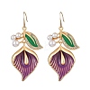 Flower Alloy Enamel Dangle Earrings EJEW-Z108-01G-2