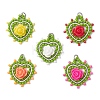 Glass Seed Beaded Heart with Rose Pendants PALLOY-MZ01030-1