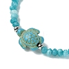 2Pcs 2 Styles Synthetic Turquoise & Dyed Natural Malaysia Jade Rondelle Beads Beads Stretch Bracelets for Women BJEW-JB13599-02-4