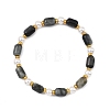 Natural Eagle Eye Stone & Shell Pearl & Brass Beads Stretch Bracelets for Women BJEW-JB13865-01-3
