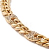 Crystal Rhinestone Oval Link Necklace with Ion Plating(IP) 304 Stainless Steel Curb Chains for Women NJEW-E155-06G-01-2