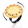 Adjustable Alloy & Iron & Rhinestone Bezel Cup Ring Base with Rotatable Tray MAK-T012-10G-4