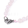 Natural Rose Quartz Round & Cone Beaded Necklaces NJEW-N064-03N-4