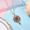 Flower Handmade Seed Beads & AB Color Glass Beaded Pendant Necklaces NJEW-MZ00084-02-1