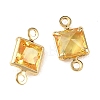 SHEGRACE Brass Pave Cubic Zirconia Square Connector Charms XGRQ2O088-440D-G-2