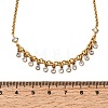 304 Stainless Steel Crystal Rhinestone Flat Round Tassel Pendant Rolo Chain Necklaces for Women NJEW-G199-05G-5
