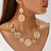 Alloy Round Hollow Link Necklace & Dangle Earring Sets for Women WG2A15C-01-2