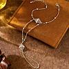 Brass and Imitation Pearl Rhombus Hand Chain Ring Bracelets for Wedding and Formal Occasions PL2023-3-2