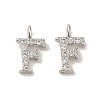 Initial Letter Brass Micro Pave Cubic Zirconia Pendants ZIRC-F008-F-1