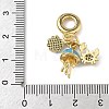 Brass Micro Pave Cubic Zirconia Enamel Crab Jellyfish Shell Shape European Dangle Charms KK-L257-26G-3