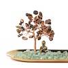 Natural Tiger Eye Money Tree Buddha Sculpture Set Incense Burner & Natural Green Aventurine on Trays for Wealth DJEW-G027-19RG-05-3