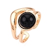 Round Natural Obsidian Finger Rings RJEW-N046-10F-2