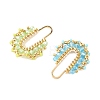 3Pcs 3 Colors Brass & Seed Beaded & Glass Connector Charms PALLOY-MZ01372-2