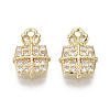 Brass Micro Pave Clear Cubic Zirconia Charms KK-S348-526-NF-1