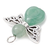 Natural Green Aventurine/Lapis Lazuli/Rose Quartz/Tiger Eye/Blue Spot Jasper/Synthetic Turquoise Heart Angel Pendants X-PALLOY-JF03186-01-5