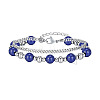 Stainless Steel & Natural Lapis Lazuli Beaded Bracelets PW-WGDF720-02-1