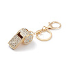 Shining Zinc Alloy Rhinestone Whistle Pendant Keychain KEYC-O014-01G-04-3